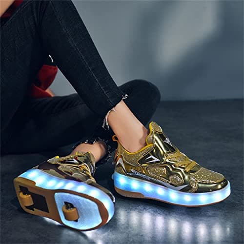 Rolltongoz Boys and Girls LED Roller Skates Shoes with Double Wheels Trainers Technical Retractable Skateboarding for Kids Light up Shiny Luminous Sneakers Best Gift Party Birthday Christmas Day — view 2