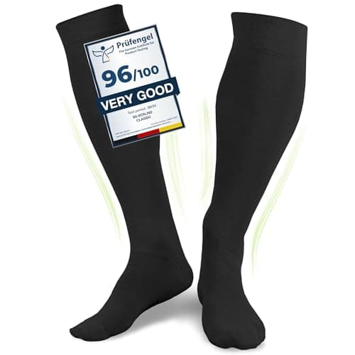 Graduated Compression Socks, Medical Socks, For Men and Women, 60% Organic Cotton (Black, XL+ (44-46))