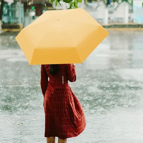Sykerout Compact Travel Umbrella - Lightweight, Windproof, UV Protection, with Capsule Case, Perfect for Women's Handbags (yellow) — view 5