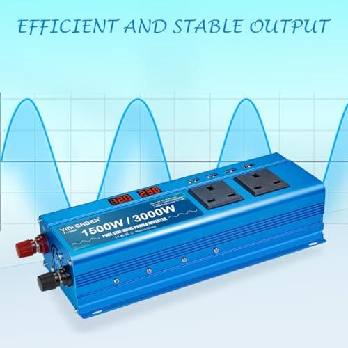 Yinleader Pure Sine Wave Power Inverter 1500W /3000W DC 12v to 240v to AC Voltage Converter With Dual UK Sokets 4 USB Ports LED Voltage Display for Car Camping Caravan Travel — view 5