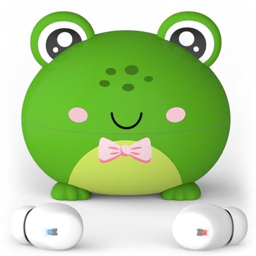 Kids Bluetooth Earbuds, Safe Volume Limmited, Wireless Earbuds for School with Mic, 30H Play Time, Waterproof, In Ear Headphones for Girls Boys, Kids Ear Buds as Gifts for Tablet Travel, Frog