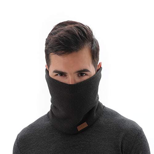 NovForth Unisex Winter Tube Scarf, Ski Neck Warmer kerchief for men, Face scarf for women, Fleece Tube Scarf for men, Gaiter Mask, Thick Windproof Loop Scarf, Black X2, M — view 2