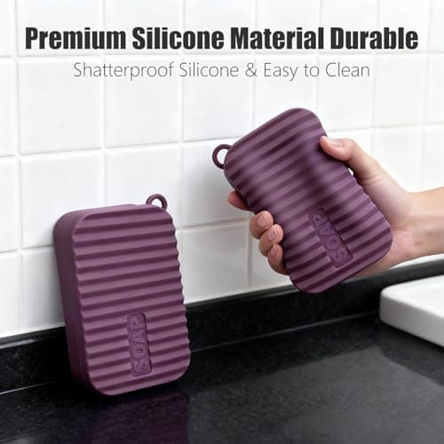 AIDIMMING Jumbo Silicone Travel Soap Case for 10 oz Soap Bars (Deep Purple) — view 5