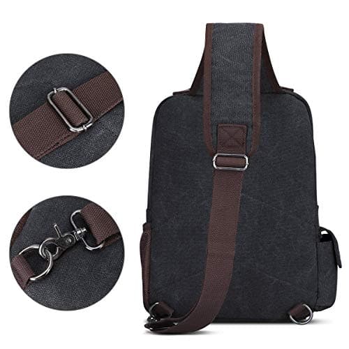 S-ZONE 14 Inch Laptop Shoulder Backpack Daypack Messenger Single Crossbody Chest Sling Bag Canvas Casual Satchel Outdoor for Men — view 4