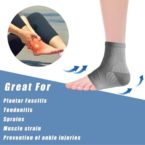 2 Pair Compression Socks, Functional Aid Socks for Neuropathy Pain Relief, Foot Pain Relief, and Improved Circulation, Ankle Compression Socks for Men Women, Grey — view 5