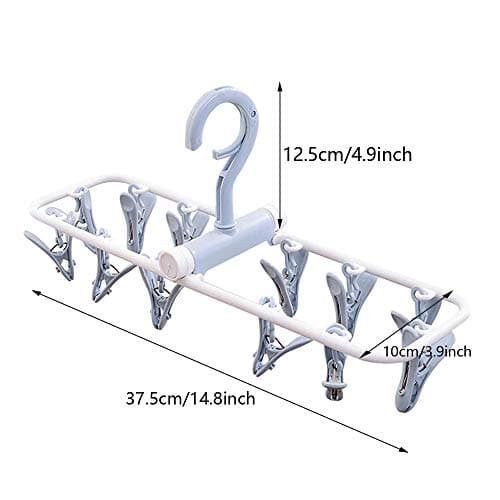 HKzzy 2 Pack Portable Folding Drip Hanger Travel Clip Socks Clothes Underwear Laundry Hanger Drying Rack with 12 Clips — view 2