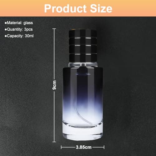 LOPHE Perfume Atomiser, 3 x 30 ml, Refillable Perfume Travel Bottle, Colour Gradient, Blue, Mini Portable Spray Bottle for Travel Men and Women — view 2