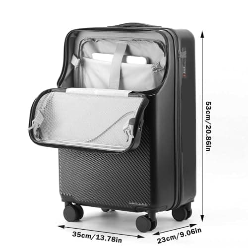 20 Inch Carry On Luggage with Cup Holder,Front Opening Suitcase Cabin Size — view 3