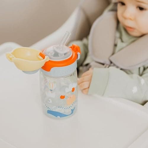 Nuby No Spill Super Straw Toddler Water Bottle, 360ml, 12M+, Sunshine — view 2