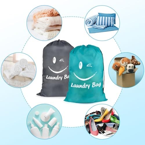 2 PCS Travel Laundry Bags, 24" x 36" Portable Large Laundry Bag (Grey,Blue) — view 6
