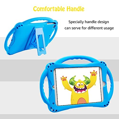 TopEsct Kids Case for 7.9 inch iPad Mini 5th/4th/3rd/2nd/1st Gen (Old Model) Silicone Shockproof Protective Cover with Built-in Handle Stand and Strap (Blue) — view 4