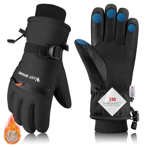 CYCLESPEED Ski Gloves for Men Women Waterproof Thermal Winter Glove Adult Unisex Snow Gloves for Skiing Snowboarding, Snowmobiling, Winter Hiking Outdoor Walking (Black, XL)