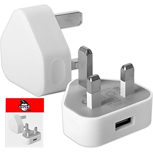 IWIO 3 Pin UK 1 x USB 1AMP / 1000 mAh Mains Wall Desk Charger Spare Plug Adapter (CE & ROHS Certified) for Samsung Galaxy S Light Luxury 2018 - WHITE
