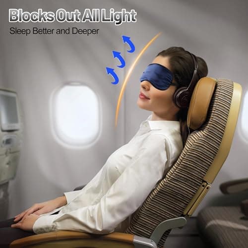 Sleep Mask Satin Eye Mask, Blackout, Navy Blue — view 6