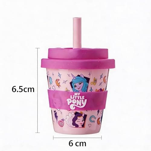 HOX My Little Pony Babyccino Travel Cup for Kids – 100ml Reusable Cold Drink Cup with Soft Silicone Lid & Straw, BPA-Free, Spill-Resistant, Lightweight & Portable, Pink — view 3