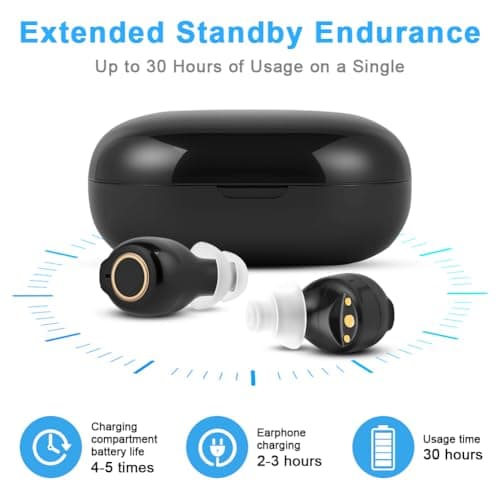 Aolso Mini Digital Sound Aid Voice Enhancer, Rechargeable Sound Headphones for Seniors,Invisible Design,Noise Cancelling, Digital in-Ear Audio Headphones Device with Charging Case-Black — view 6