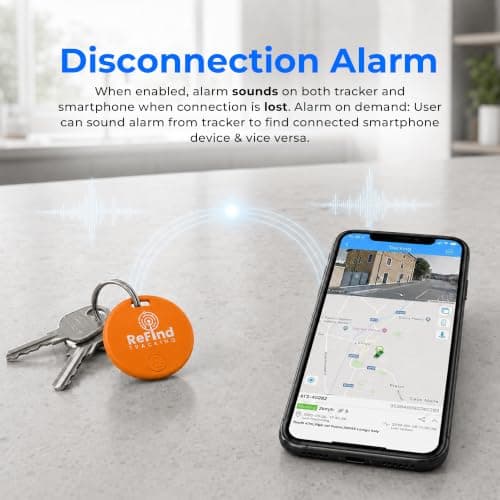 ReFind R2 Smart Tracker for Android and iPhone. Mini GPS Tag Bluetooth 5.0 Key Finder. Samsung AirTag Alternative for Keys, Pets, Wallets and Luggage (Orange) — view 6
