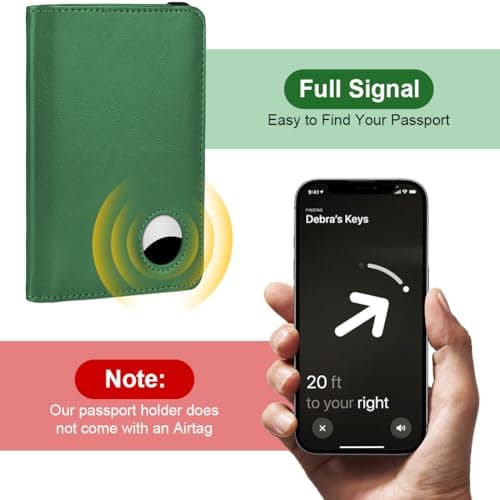AOOSU Airtag Wallet Passport Holder Cover, PU Leather Passport Cover with RFID Blocking Travel Wallet, Portable Universal Travel Wallets Case Organiser for Money, Boarding Passes, Credit Cards Green — view 4