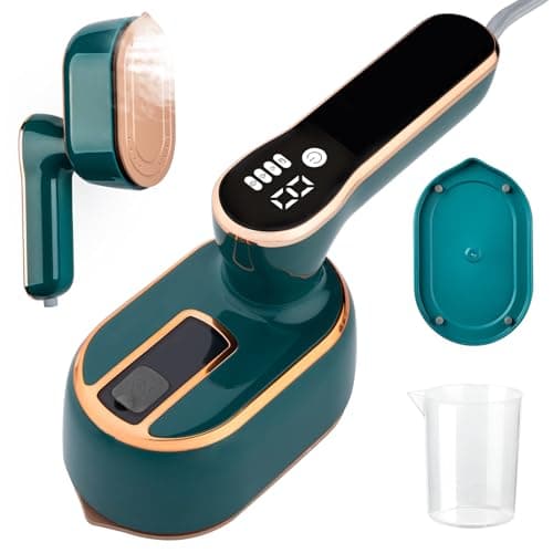ZStarlite Upgraded - Travel Steamer for Clothes - LED Display & 3+1 Level Steam, Portable Handheld Steamer, Foldable Travel Iron Mini Steam Iron with Ironing Gloves for Travel Home College Dorm(Green)