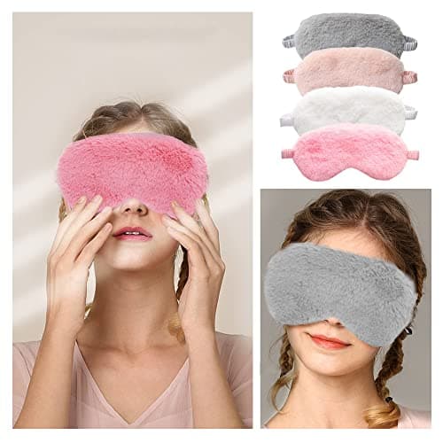 4 Pcs Plush Sleep Masks, Ultra Cute Soft Eye Cover, Blindfold Travel Masks for Kids Men Women(Random Color) — view 5