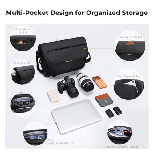K&F CONCEPT Camera Sling Bag,15LCamera Bag with Laptop Compartment Black — view 3
