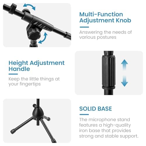 CROWNSHOP Microphone Stand 47-80cm with Telescopic Boom Adjustable — view 3