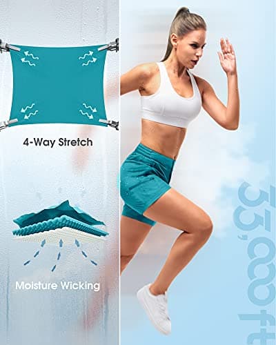 33,000ft Women's Hiking Shorts Quick Dry 5" Cargo Shorts Stretch Lightweight Summer UPF50+ Pants for Golf, Camping, Traveling, Running Blue-Green 16 — view 2
