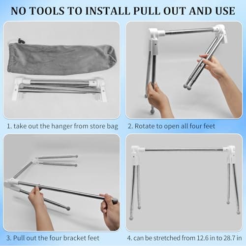 XIAONAN Portable Travel Garment Rack,13-28 Inch Compact Stainless Steel Foldable Clothes Drying Rack,Collapsible Clothing Rack for Camping,Travel,Hotel Room,Laundry — view 5