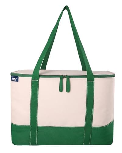 Lands' End Rectangular Large Cooler Bag Insulated 8 Gal, Canvas Soft Cooler with Tote Handles and Zip Closure (Kelly Green)