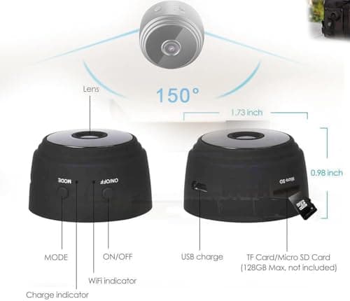 SHENGMEI Magnetic Security Camera, Mini Security Camera with Night Vision, WIFI HD Portable Camera, Intelligent Motion Detection, App Controlled Mini Camera — view 4