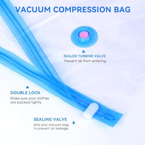 2Pack Vacuum Storage Bags for Clothes, 40x60cm Travel Space Saver — view 3