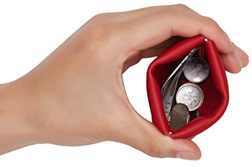 Travelambo Leather Squeeze Coin Purse Pouch Change Holder for Men & Women 2 pcs Set (Red Classic) — view 4
