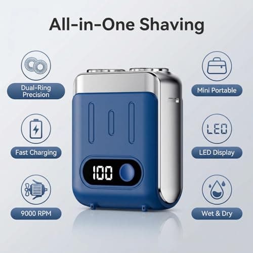 Mini Electric Shaver for Men,Cordless Rechargeable Travel Shaver,Double Head Mini Portable Beard Trimmer Men,Wet & Dry Face Shavers,Fast Shaving Mens Electric Razor,Waterproof Compact Razor — view 2