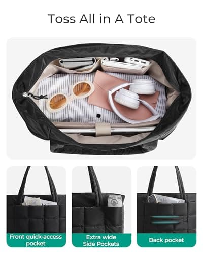 bagsmart Expandable Tote Bag for Women,22-28L Lightweight Puffer Travel Bag — view 4