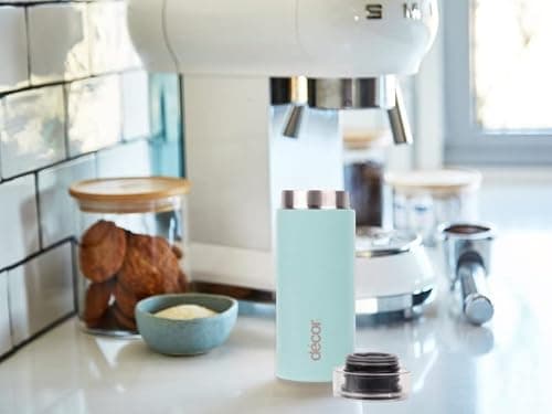 Décor Double Wall Stainless Steel Travel Mug - Keeps 4 Hours Hot - 12 Hours Cold - Car Cup Holder Compatible - Removable Screw Top Lid - 200ml Mint. — view 3