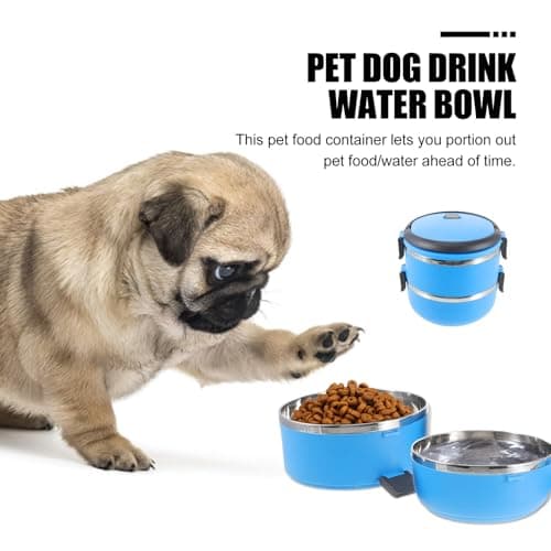 Stainless Steel Double Layer Travel PET Bowl 1400ml Spill Proof — view 5