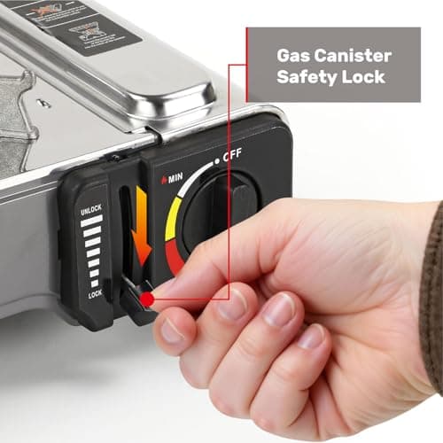 Taylor & Brown Portable Dual Burner Camping Stove Stainless Steel with 4 Butane Gas & Carry Case | EN417 Compliant Premium Gas Double Stove | with Automatic Ignition & Heat Control — view 5