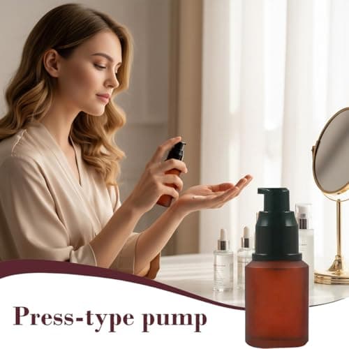 1PCS 60ML Glass Empty Upscale Refillable Cosmetic Cream Lotion Pump Bottle Container With Cap For Treatment Beauty Gels Liquid Serums (Brown) — view 6