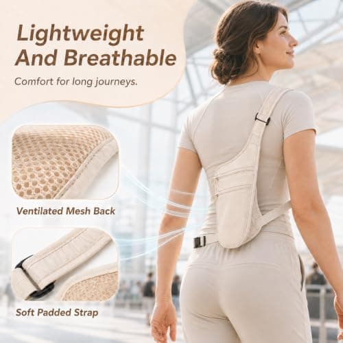 Anti Theft Travel Money Belt, Slim Waterproof Hidden Waist Pouch (Khaki) — view 6