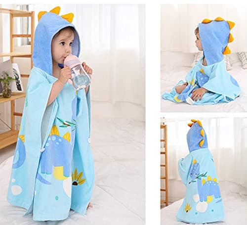 Hilmocho Kids Hooded Beach Towel Poncho Children Bath Towel Bathrobe Animal Cotton Swimming Pool Shower Towel for Boys Girls — view 4