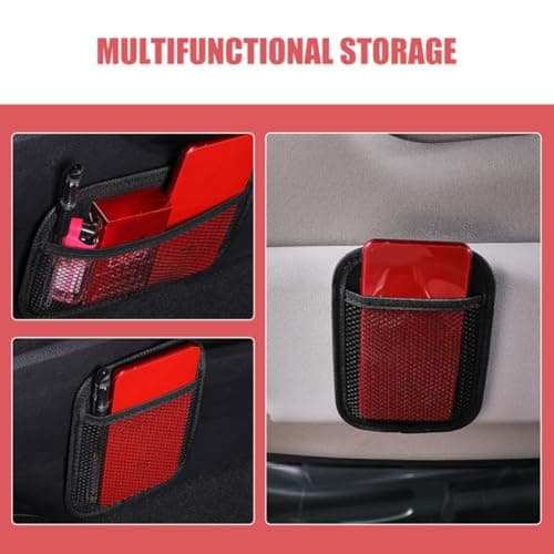 ifundom Car Door Pocket Organizer Mesh Net Bag 2pcs Black Oxford Cloth Easy Installation for Car Interior Phone and Miscellaneous Items Organizer — view 3