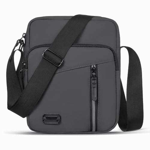 Aucuu Mens Shoulder Bag Crossbody Bag, Waterproof Men's Small Side Bag, Casual Handbag with Adjustable Strap, Oxford & Polyester, Lightweight Cross Body Bag for Daily Use, Grey