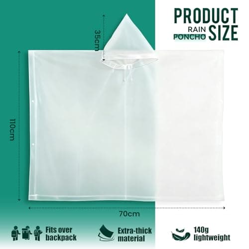 Aolegoo 2 pack of Rain Ponchos, Portable Adults Waterproof Ponchos, Reusable raincoat with Hoods for Camping, Hiking Travel, Amusement Parks, Festival Mac (White) — view 2