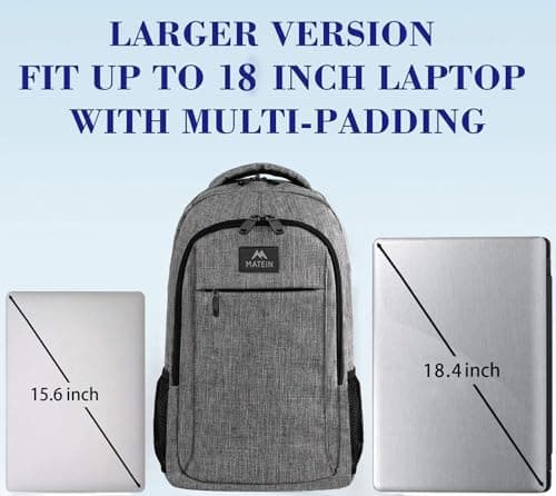 MATEIN 18.4 Inch Travel Laptop Backpack, Work Bag Lightweight Laptop Bag — view 3