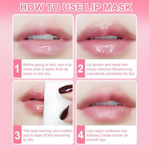 Lip Sleeping Mask,4 Pcs Lip Balm Set Mini Day And Night Repair Lip Balm, Lip Mask for Chapped Cracked Dry Lips, Moisturizing Lip Mask for Both Men And Women, Sleep Balm, Natural Bright — view 4