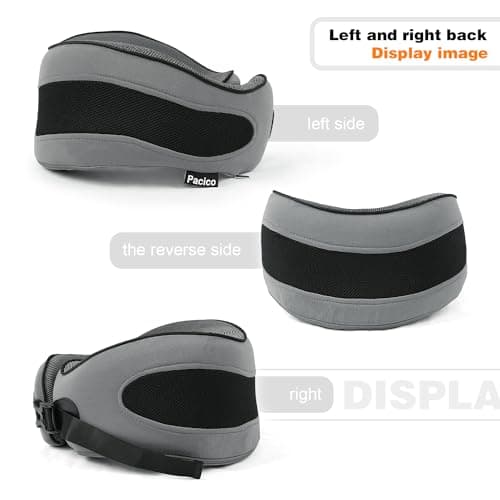 Pacico Travel Pillow, Neck Pillow, 100% Pure Memory Foam Sleeping Pillow for Car, Train and Airplane, Travel Kit with 3D Contoured Eye Masks and Earplugs, Dark Grey — view 4