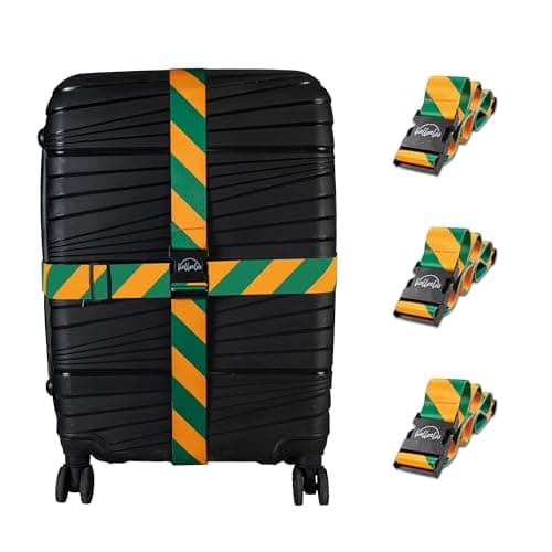 Adjustable Luggage Straps for Secure Travel,TSA Approved Heavy Duty Suitcase Belts with Quick-Release Buckle,Durable Travel Straps for Luggage Protection and Easy Identification 3 Pack (Orange Green)