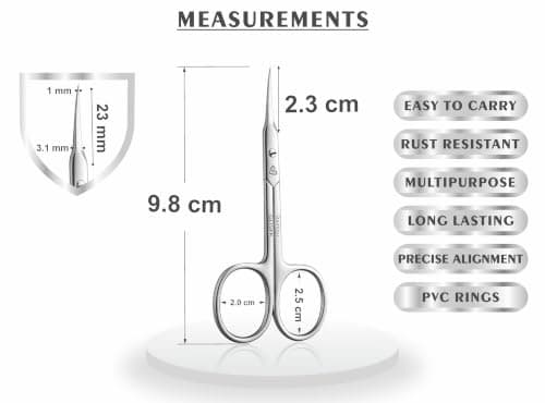 SILLVER Cuticle Scissors Extra Fine Curved, Super Slim Small Scissors with Precise Pointed Tip, Beard, Eyelash, Mustache, Dry Skin - Manicure Scissors — view 6