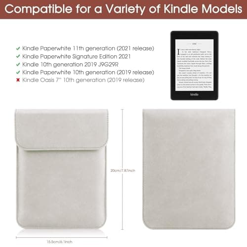 Sleeve Case for 6.8" E-Reader Compatible Paperwhite 11th 2024-2021/Paperwhite Signature Edition 2024-2021 Sleeve Bag Pouch Cover for 6-6.8'' Kobo/Tolino/Pocketbook 6-inch ebook Reader(Silver) — view 2