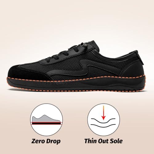 HOBIBEAR Slip On Barefoot Shoes for Womens Mens Minimalist Breathable Wide Toe Box Classic Retro Fashion Sneakers with Zero Drop Sole All Black — view 3